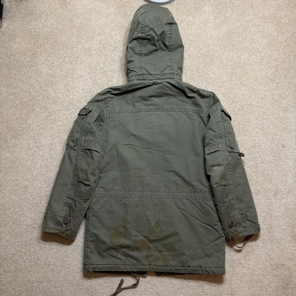 Vtg Gap Jacket Mens Large Green Military Cold Weather Parka Canvas Hooded 2007 - Picture 5 of 16